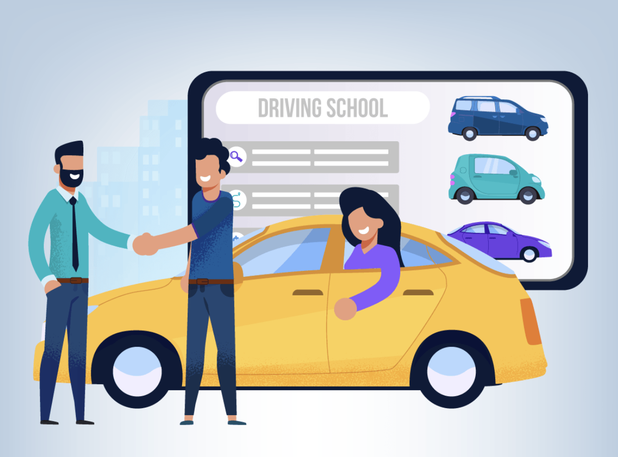 Graphic of person driving car representing Arkansas Defensive Driving Course