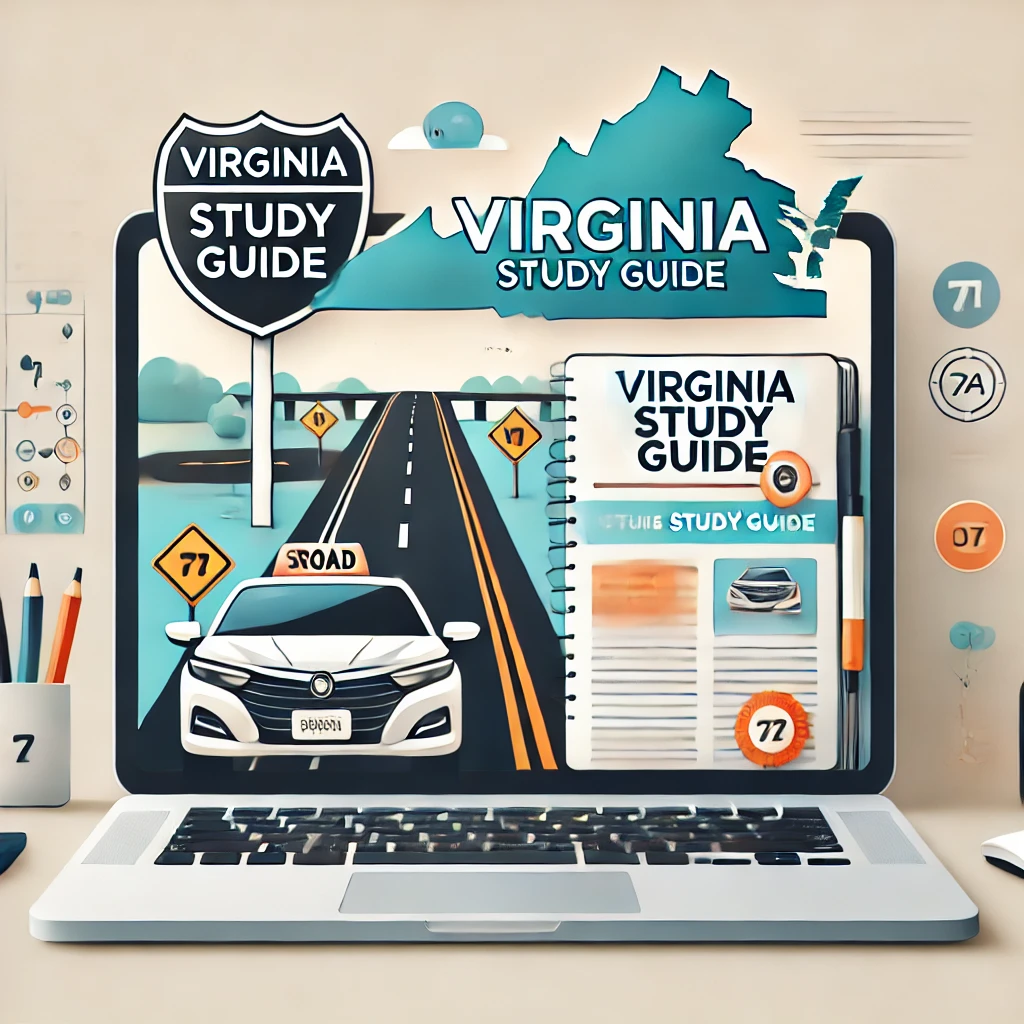 Graphic of person driving car representing Virginia Study Guide