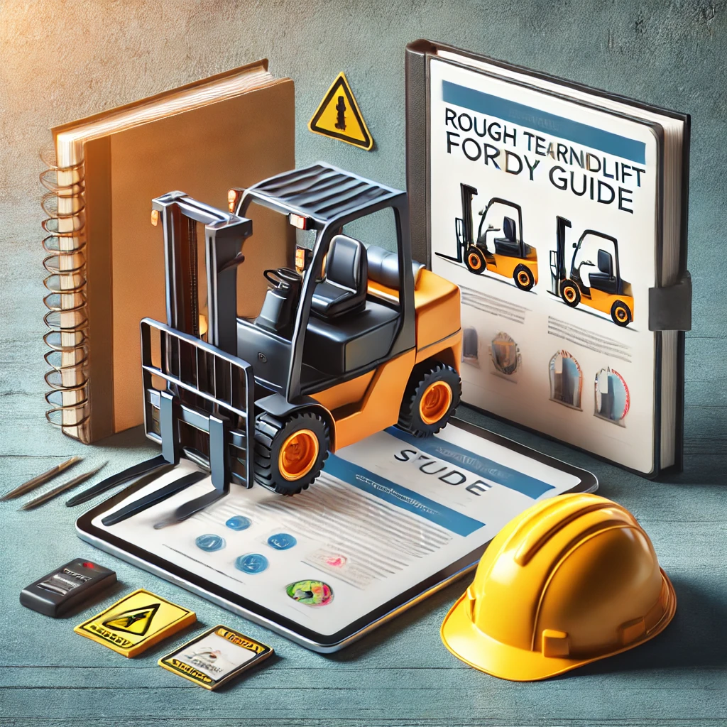 Graphic of person driving car representing Rough Terrain Forklift Study Guide