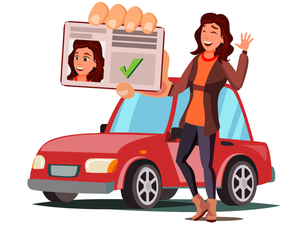 Graphic of person driving car representing دليل دراسة كارولينا الجنوبية