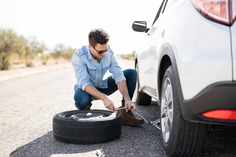 Changing a Flat Tire on the Road