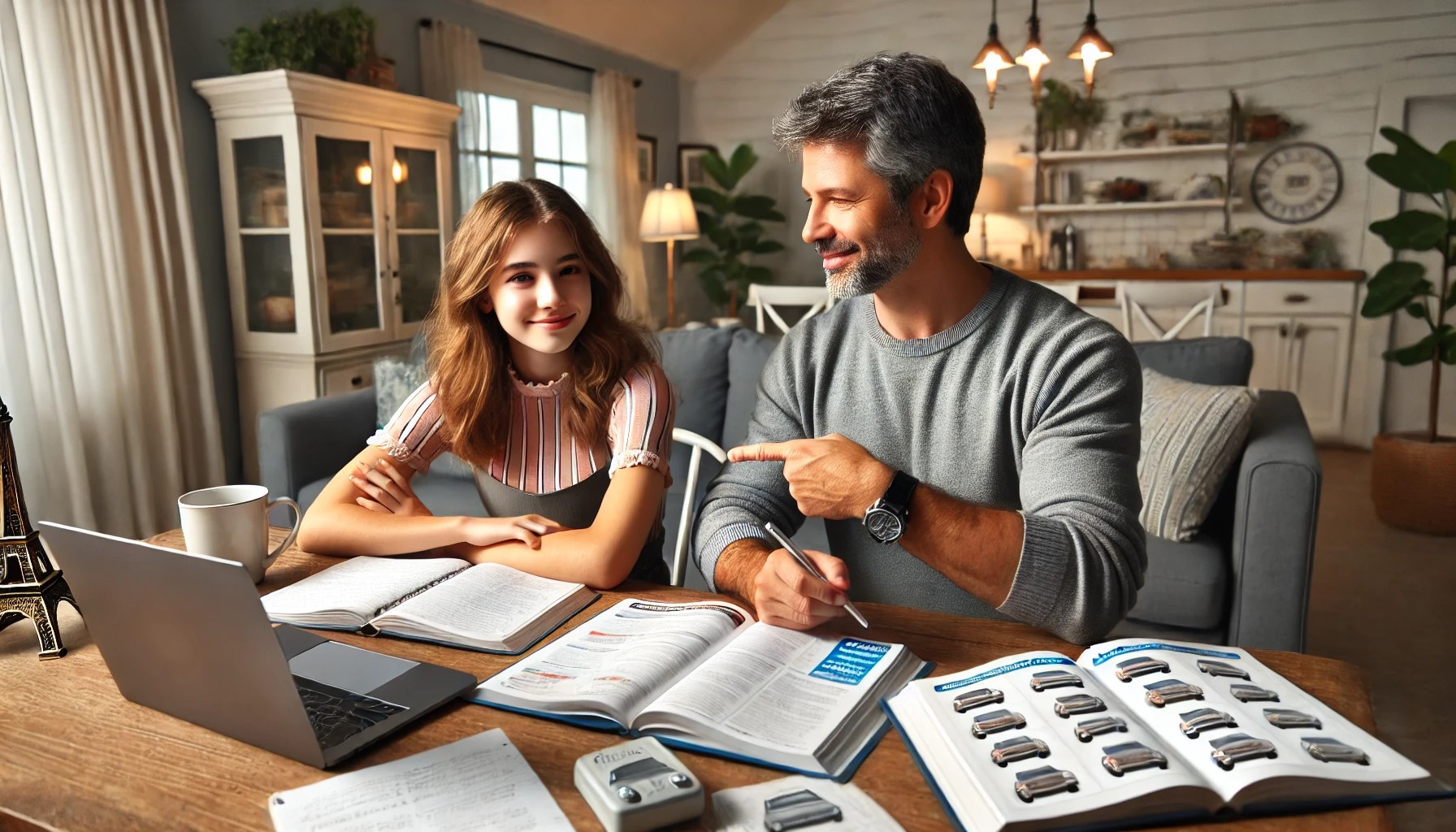 Parent teaching teen to drive using the Get Drivers Ed program.