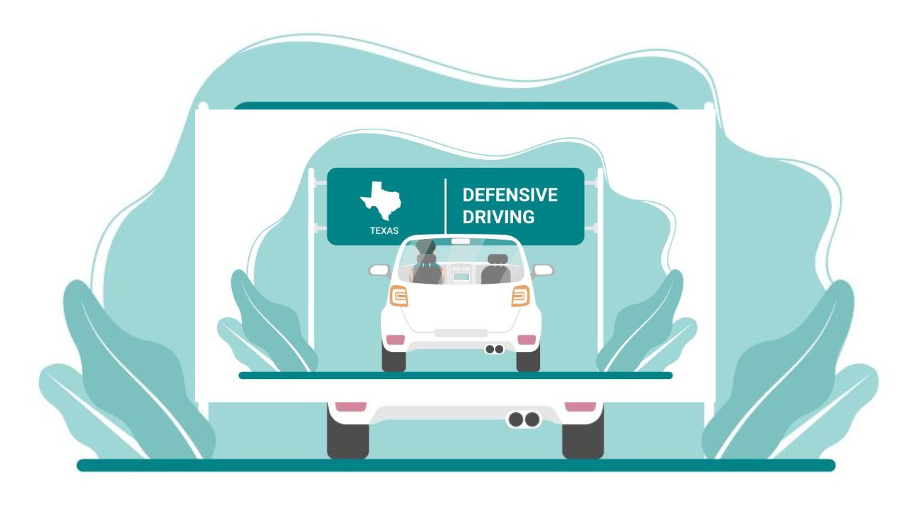 Illustration of a person taking a defensive driving course online