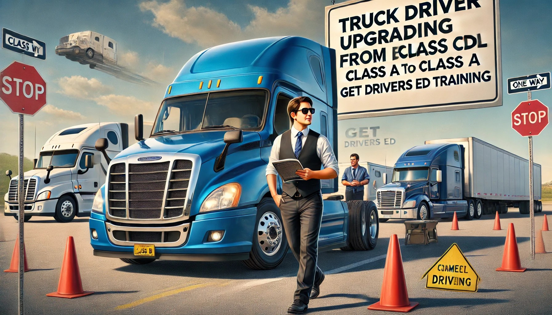 Truck driver upgrading from Class B to Class A CDL through Get Drivers Ed training