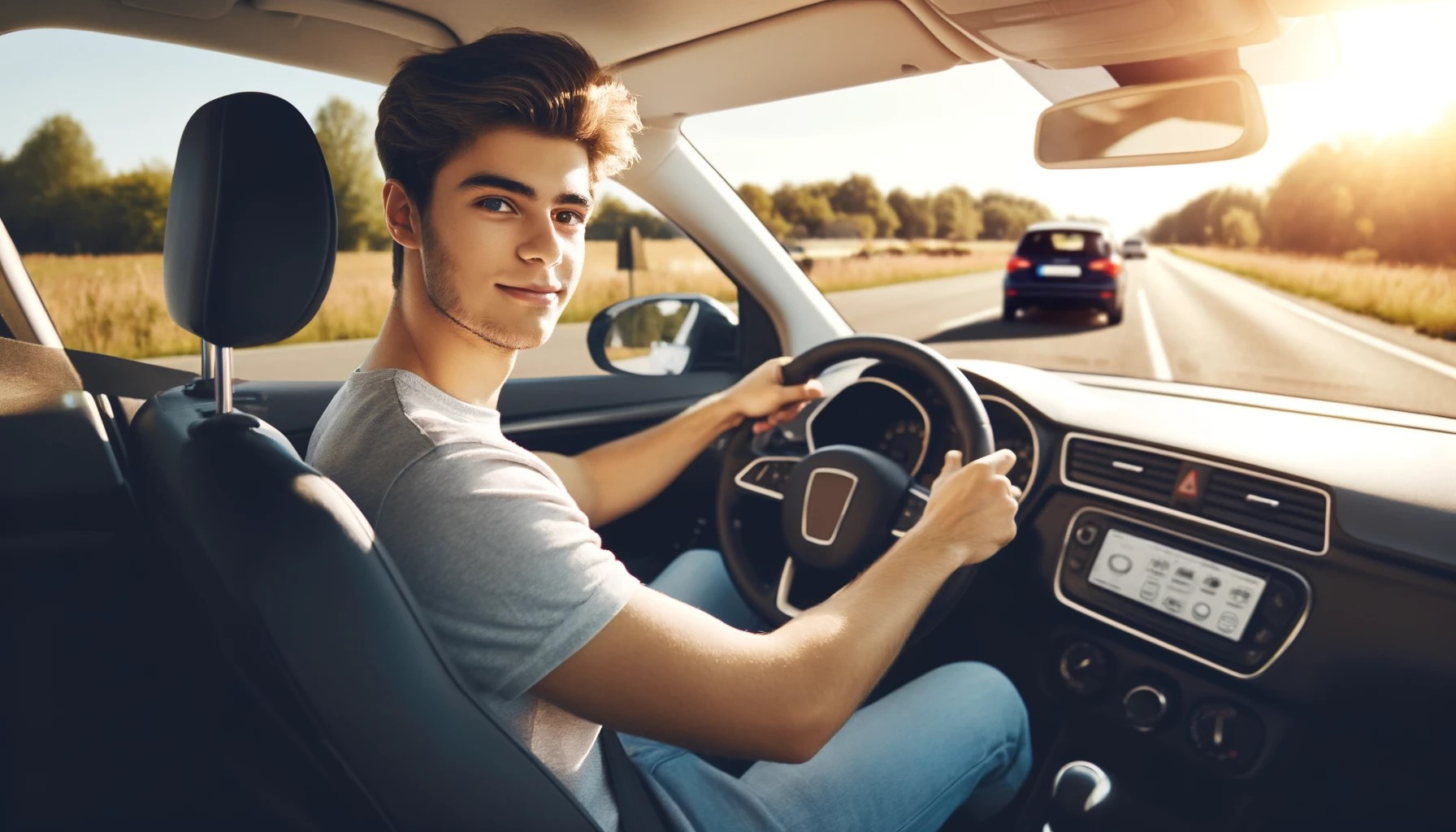 An adult learner confidently driving a car with an instructor from Get Drivers Ed, highlighting the supportive and personalized approach to adult drivers ed.