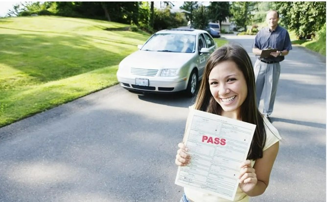 Female With Driving Test Pass Certificate