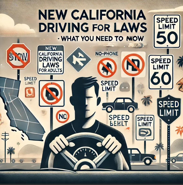 A driver reviewing the new California driving laws for adults on their smartphone to stay updated with the latest regulations.