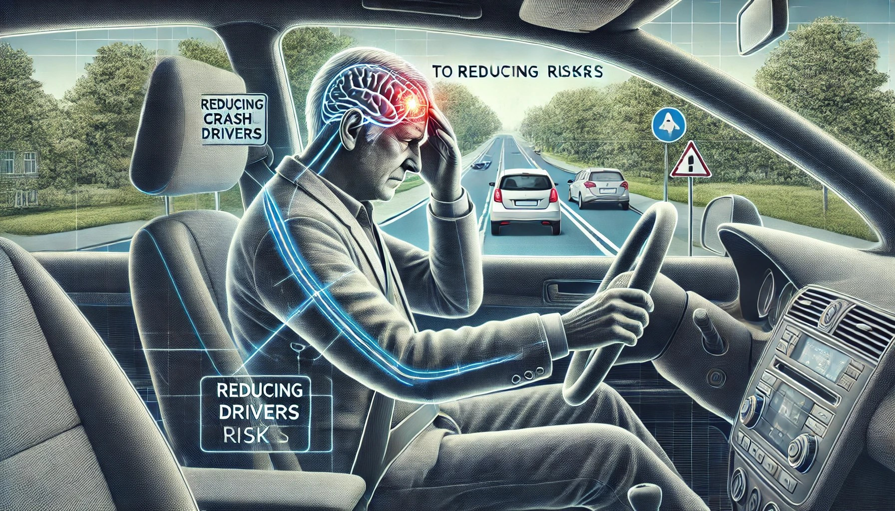 Older driver managing migraine symptoms with safety tips from Get Drivers Ed.