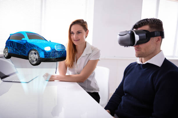 A student using a driving simulator and a VR headset for drivers ed training