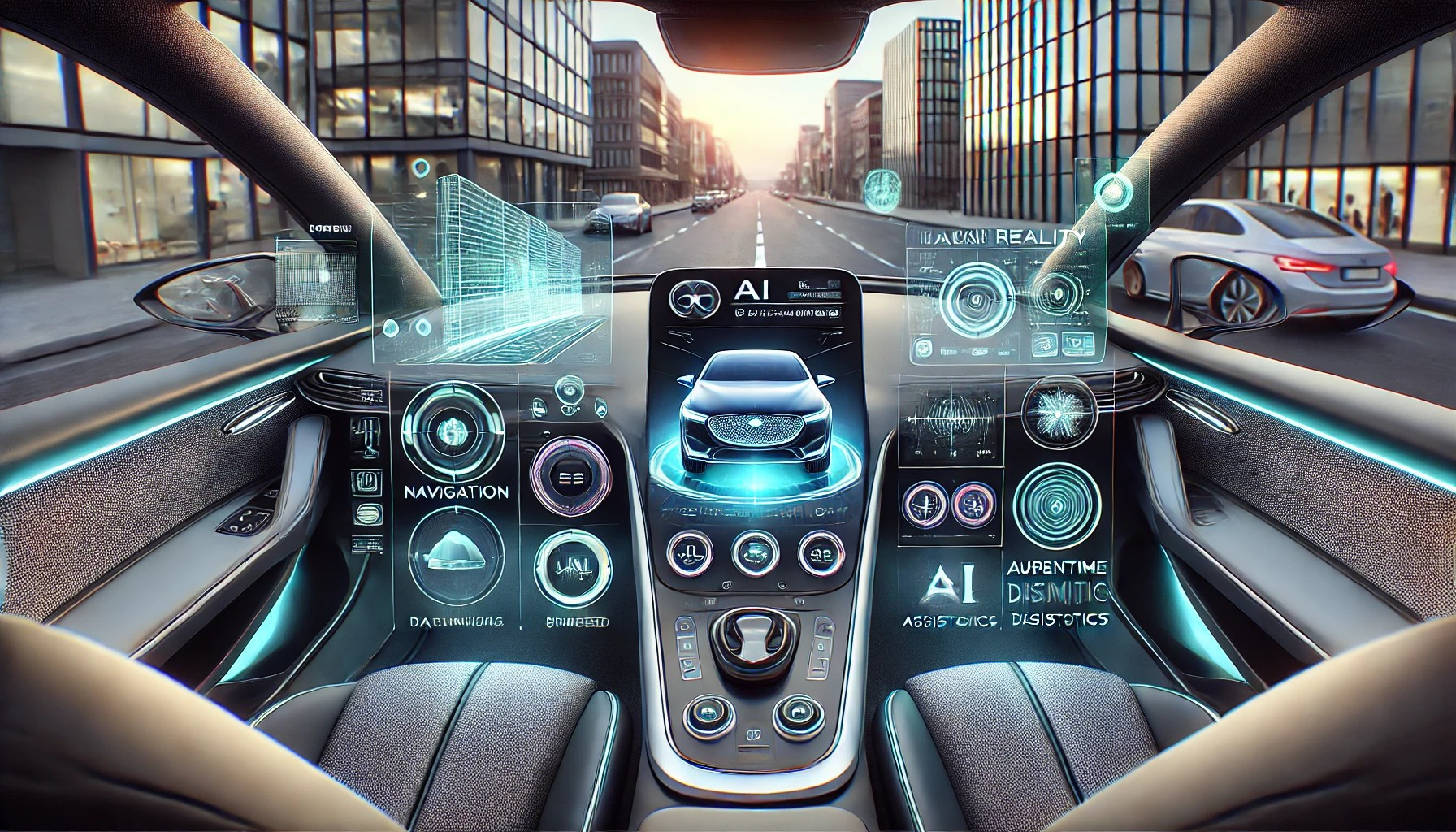 Futuristic dashboard of a car with advanced driving technology