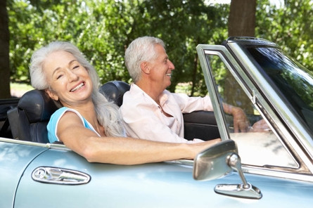 Illustration depicting an older driver confidently navigating the road.