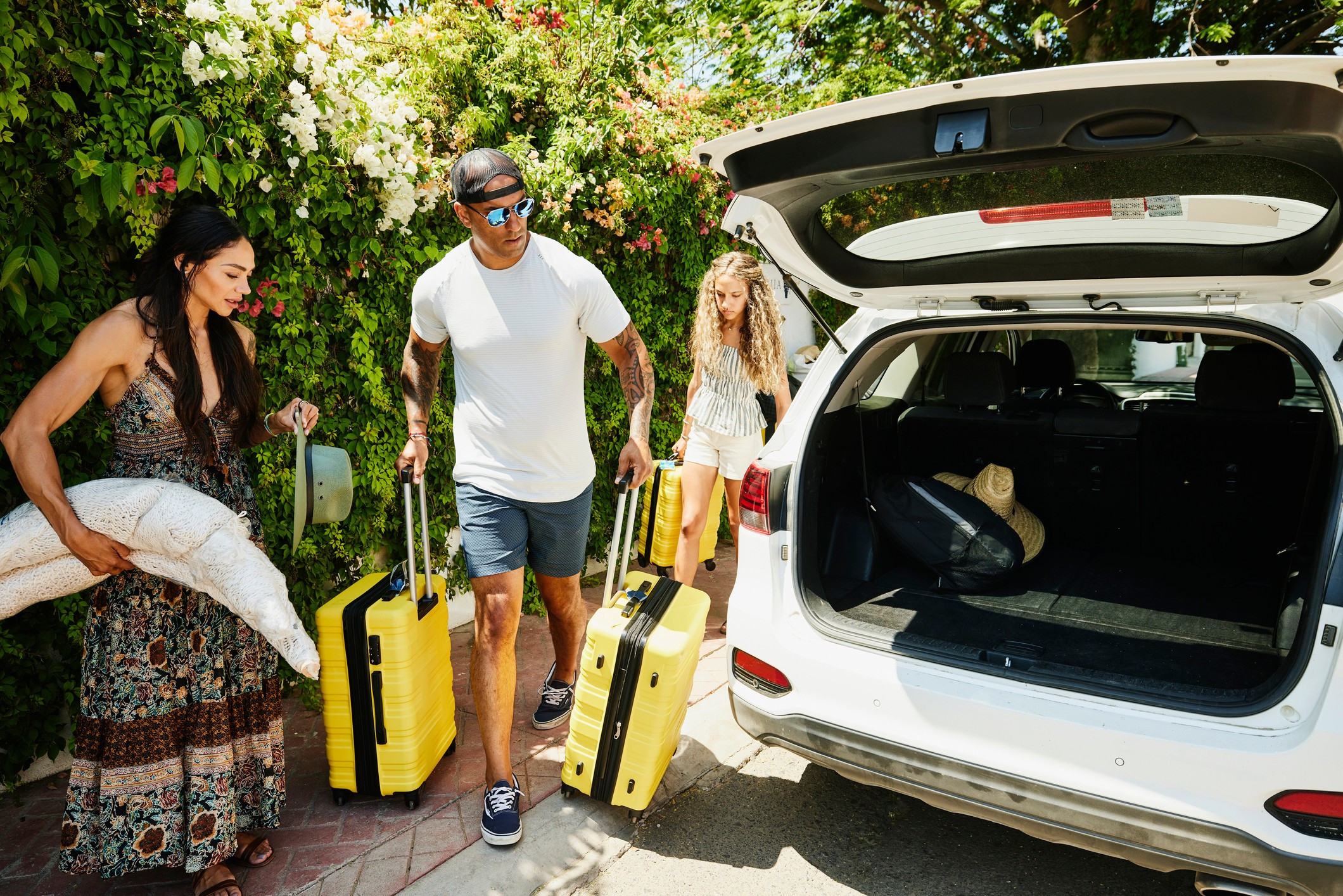 Car packed for holiday travel, following Get Drivers Ed safety tips for a smooth journey