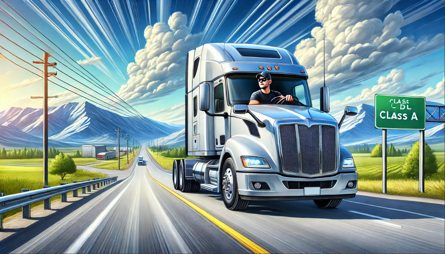 CDL driver confidently operating a commercial truck on a highway.