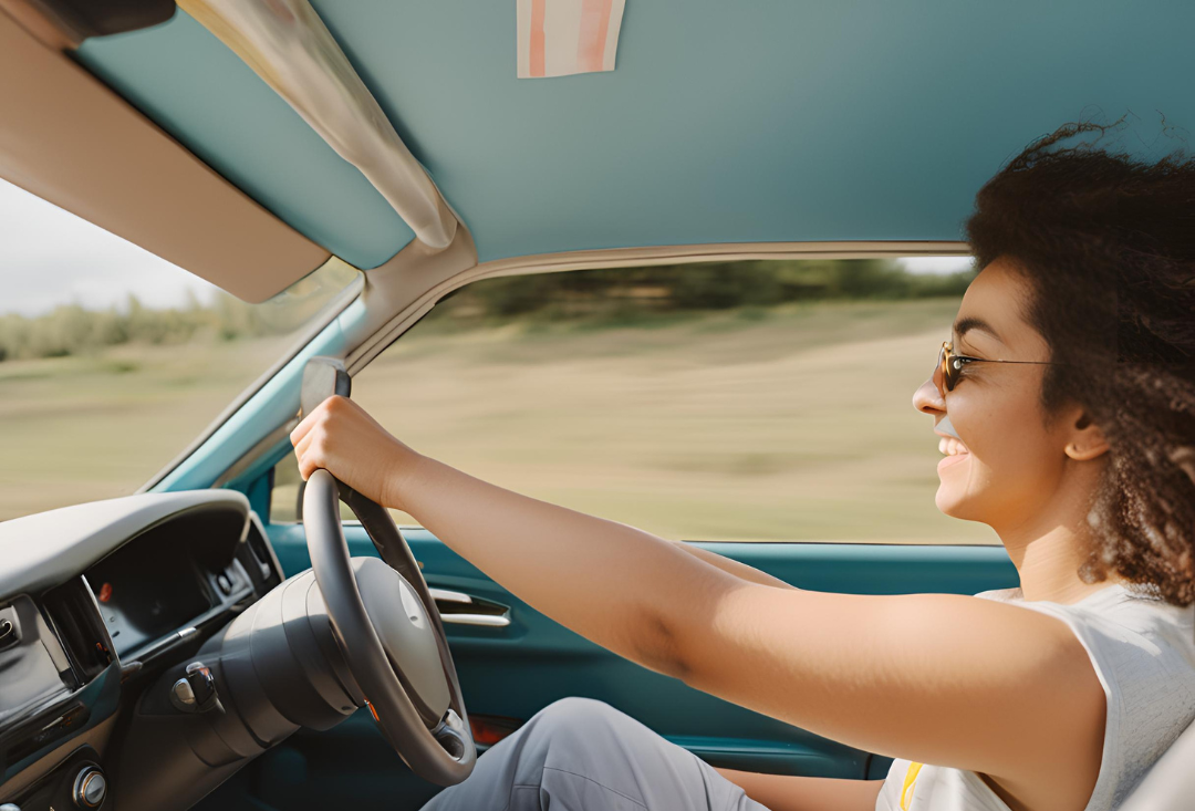 New driver experiencing the freedom and independence of driving, a benefit highlighted by Get Drivers Ed.