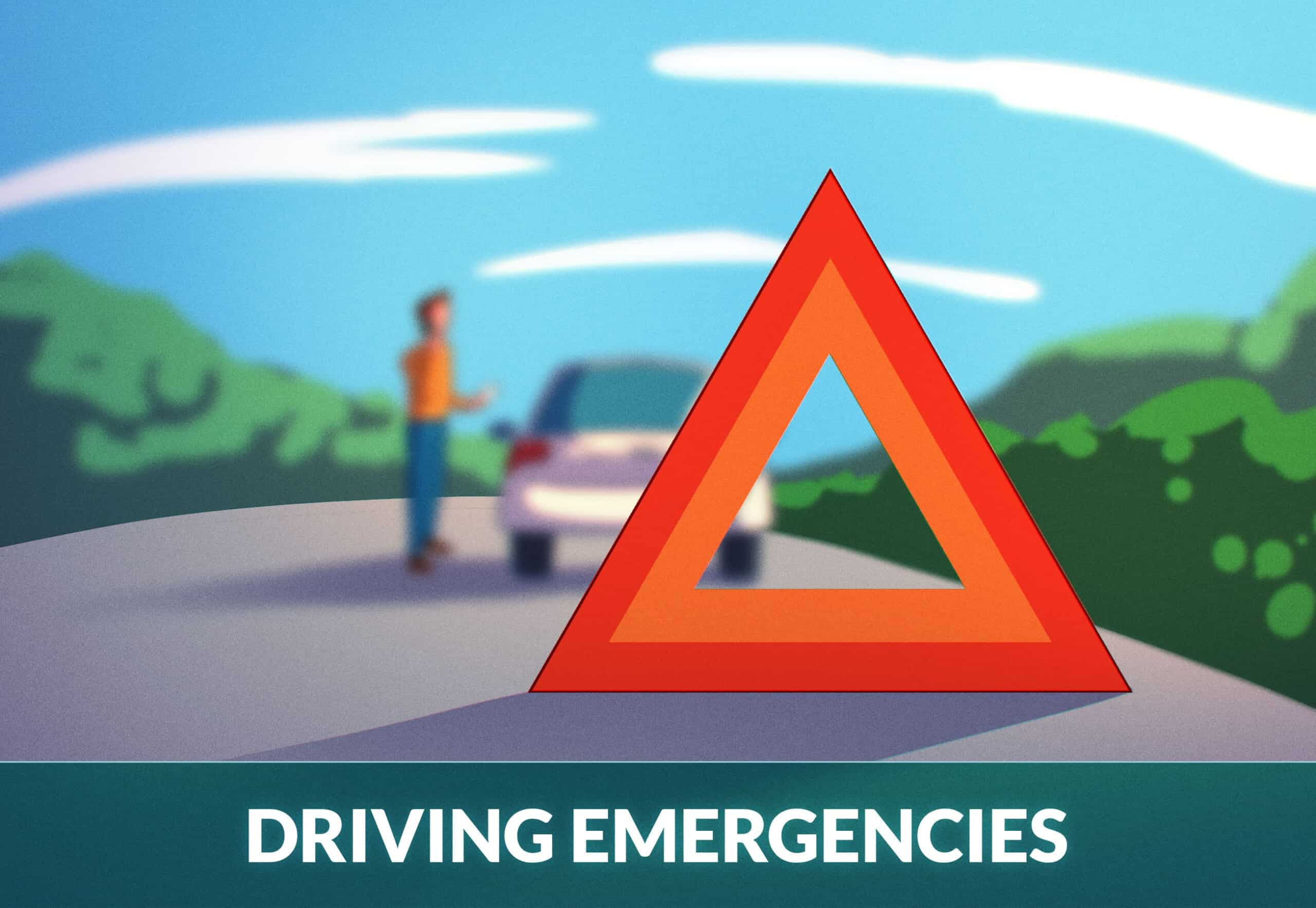 A calm driver successfully handling a driving emergency, skills honed by Get Drivers Ed's 'drivers ed' course.