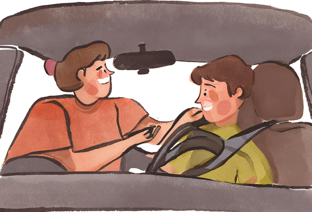 An adult student receiving driving instruction from a Get Drivers Ed instructor.