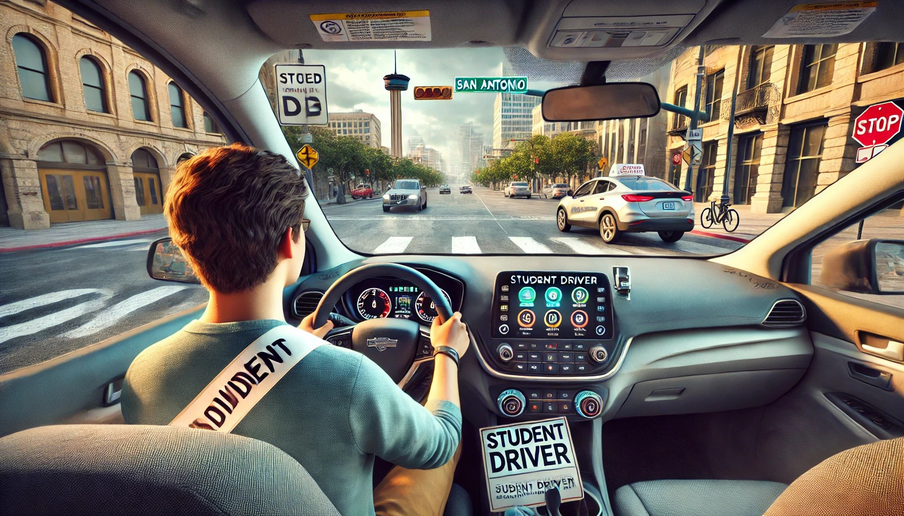 Driver navigating San Antonio roads safely, emphasizing the importance of proper driver education.