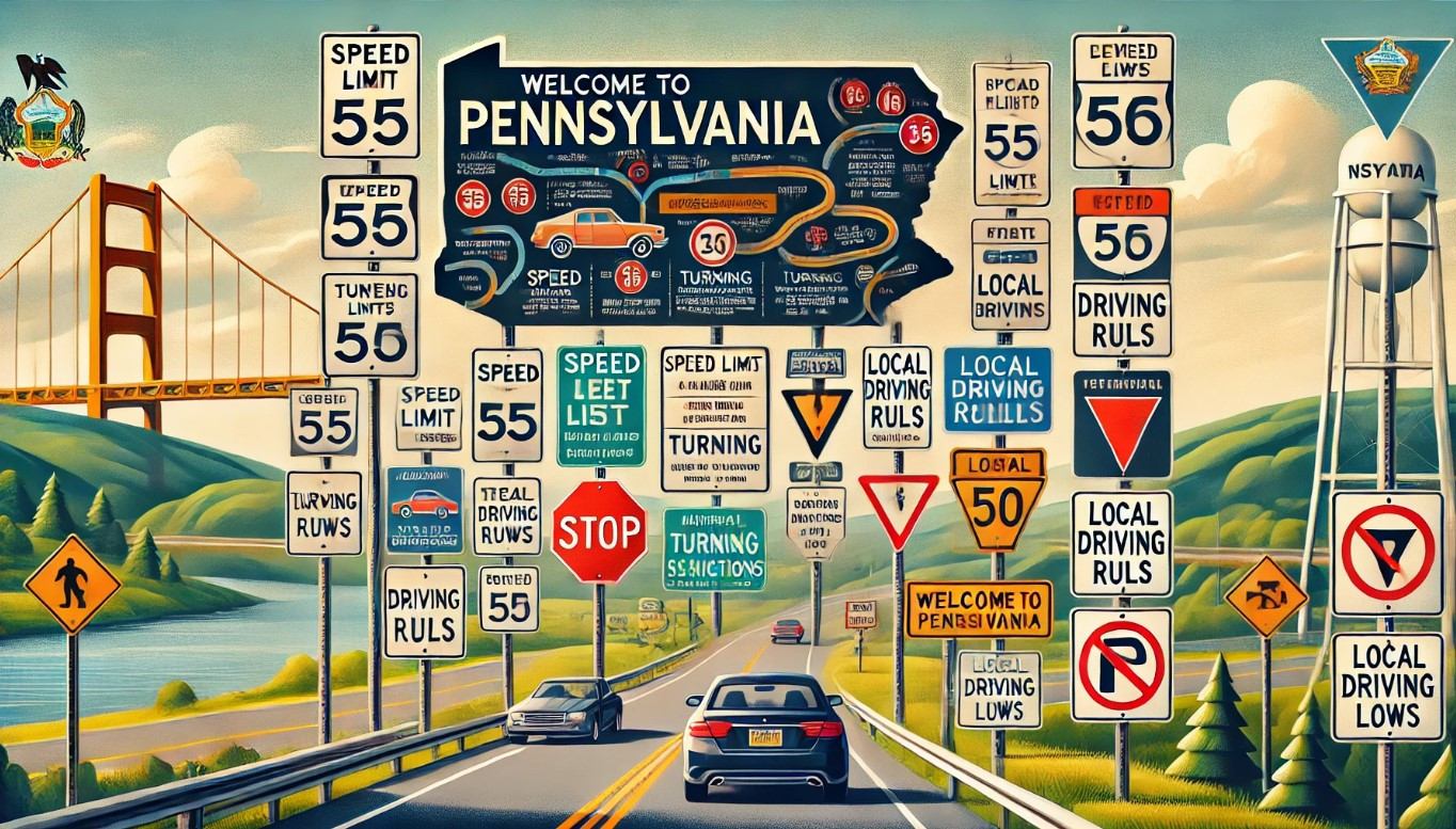 A busy road in Philadelphia compared to a hilly street in Pittsburgh, highlighting the driving differences between the two cities.