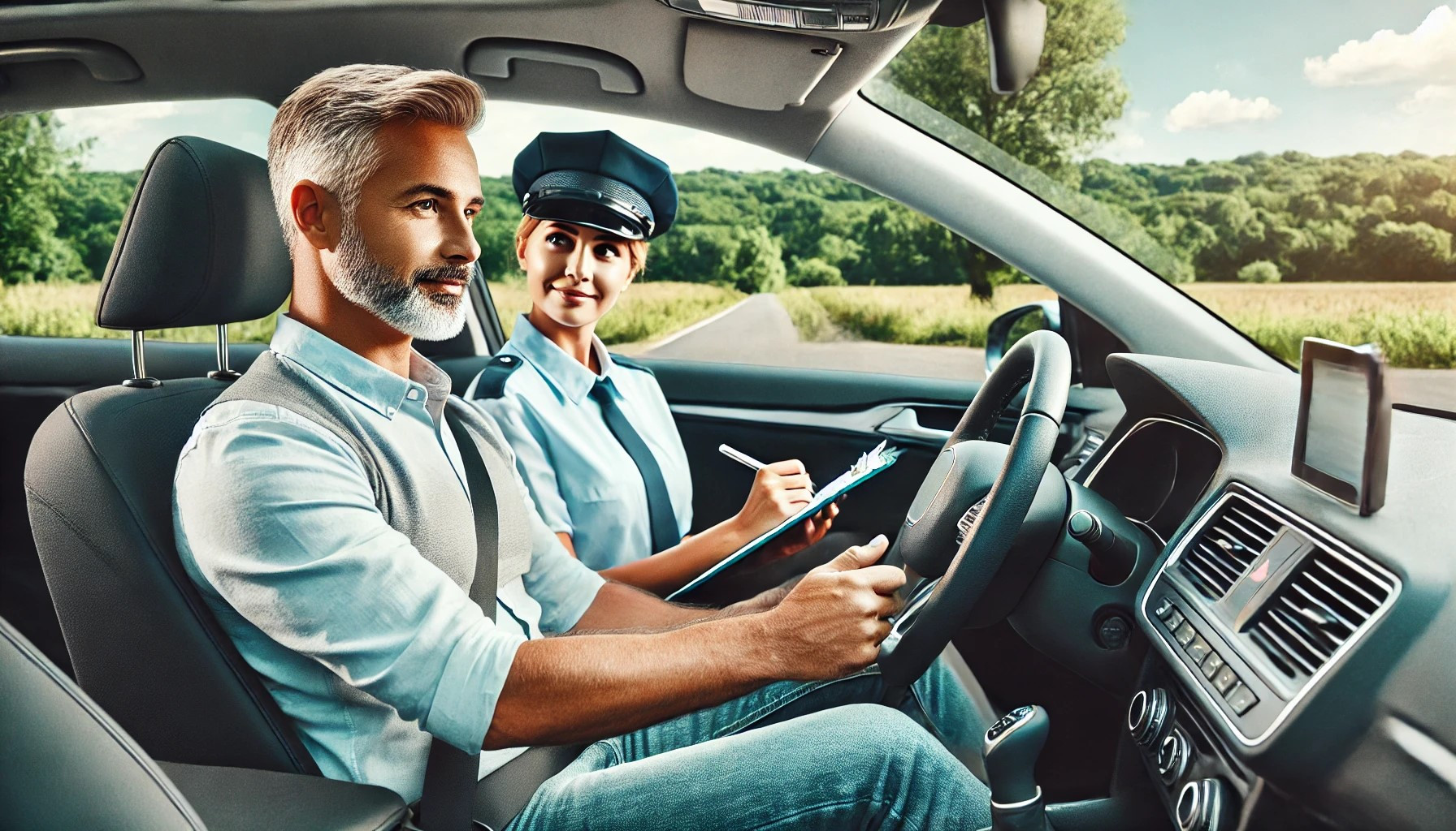 Adult driver learning with an instructor from Get Drivers Ed, focusing on safe driving skills and confidence-building.