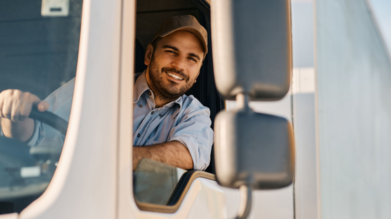 Image showing a person driving a commercial vehicle, representing CDL permit training with Get Drivers Ed.