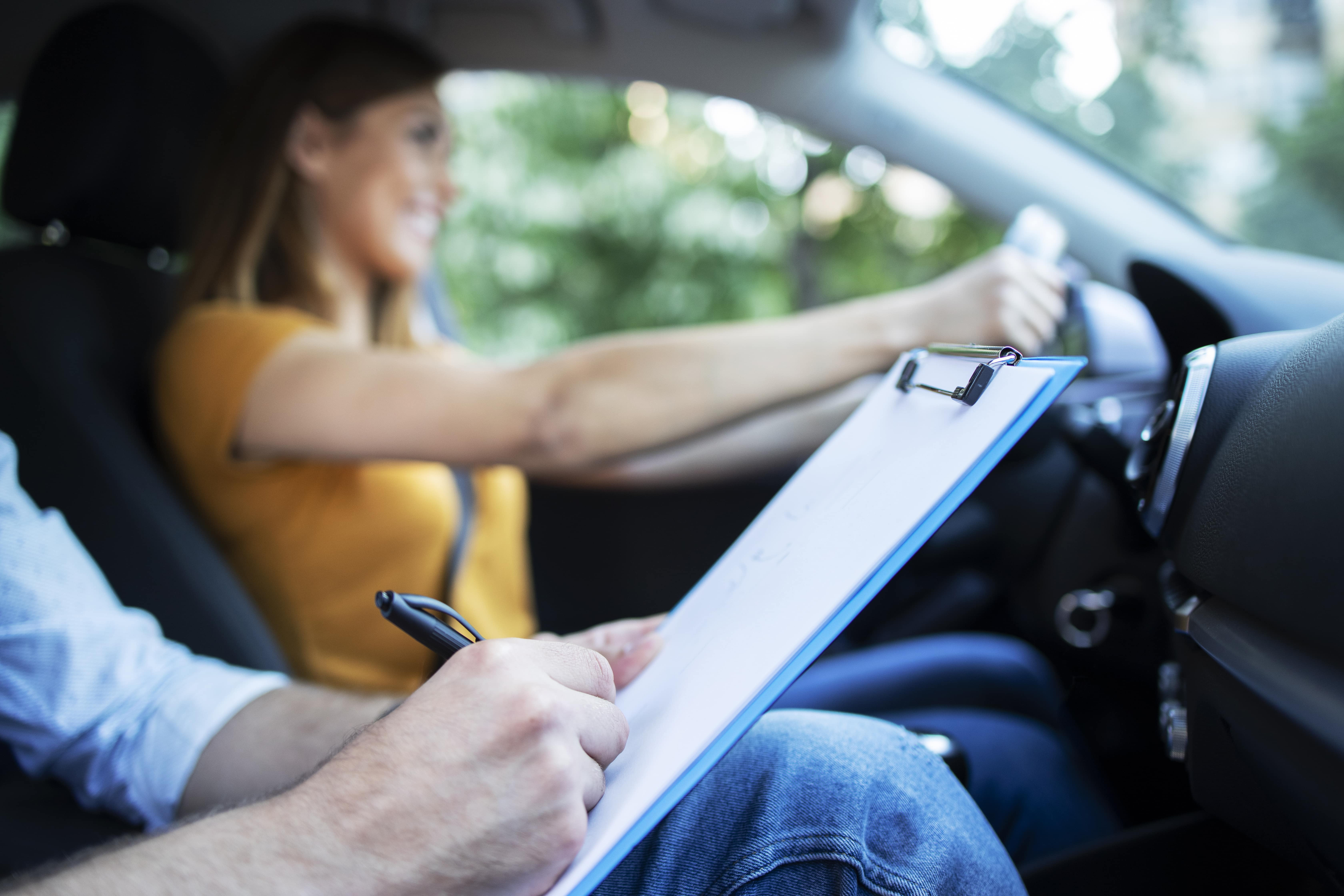 Teen Learner Driver Practicing Safe Driving With Get Drivers Ed Instructor, Gaining Confidence and Skills on the Road.