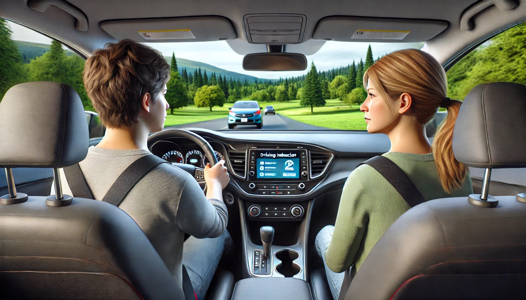 Image of a driving instructor teaching a student in Washington State.