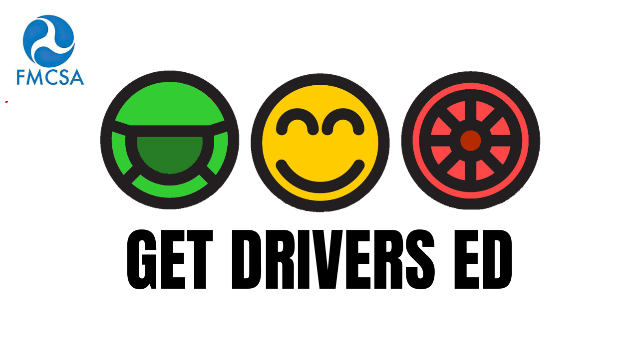 "Student driver receiving FMCSA-approved training with Get Drivers Ed instructor"