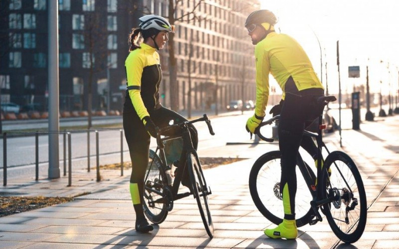 Cyclist Wearing Safety Gear for Commuting