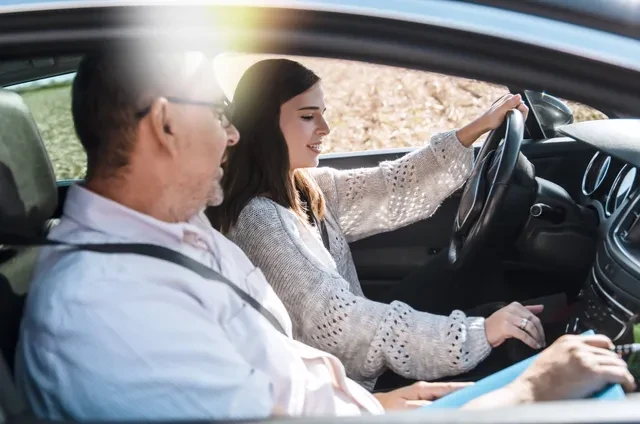 New driver practicing safe driving skills learned from online drivers ed course