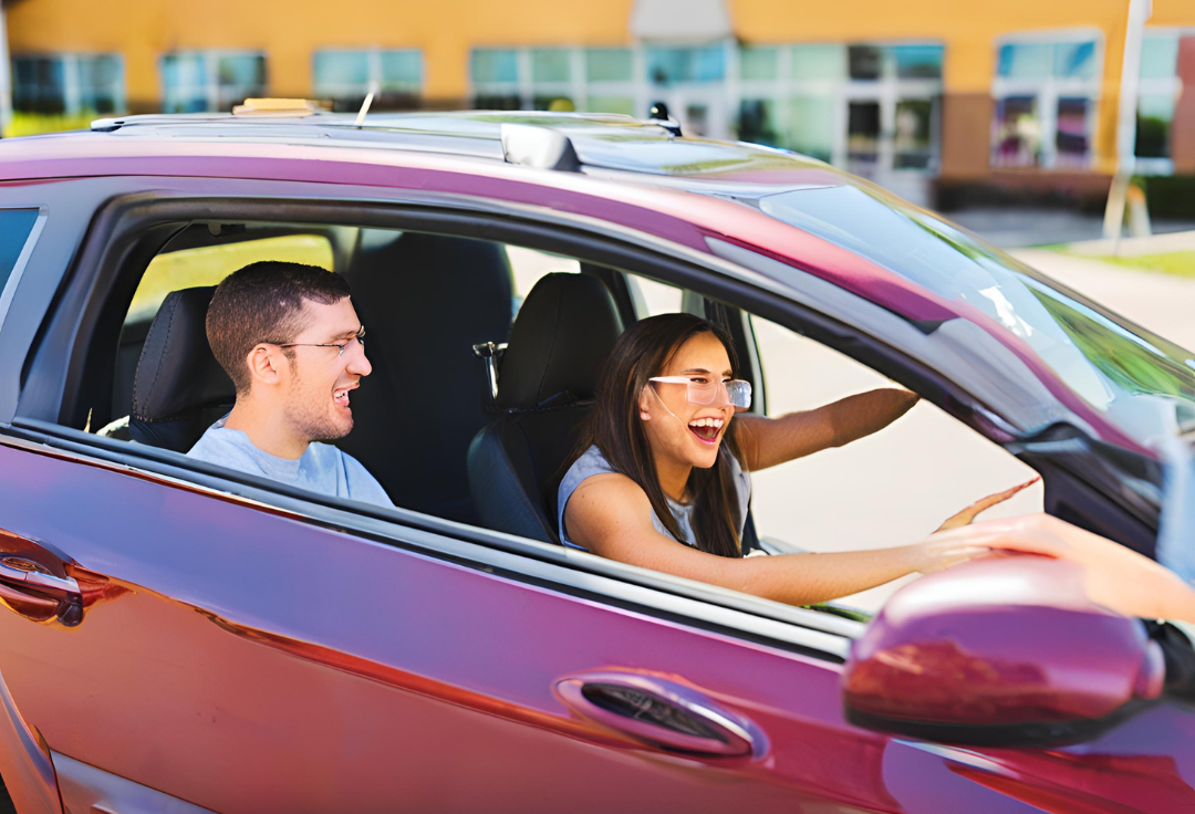 Adult student practicing driving skills with instructor during drivers ed lesson at Get Drivers Ed.