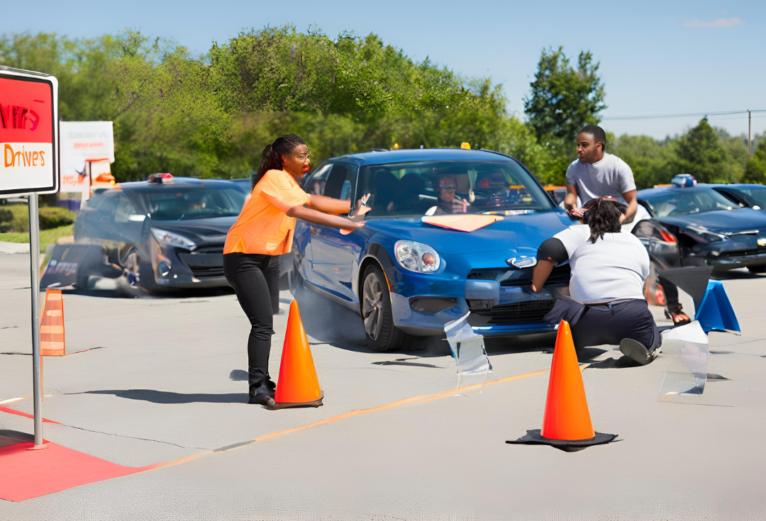 Participants engaged in a driving seminar at Get Drivers Ed, learning about road safety and defensive driving techniques.