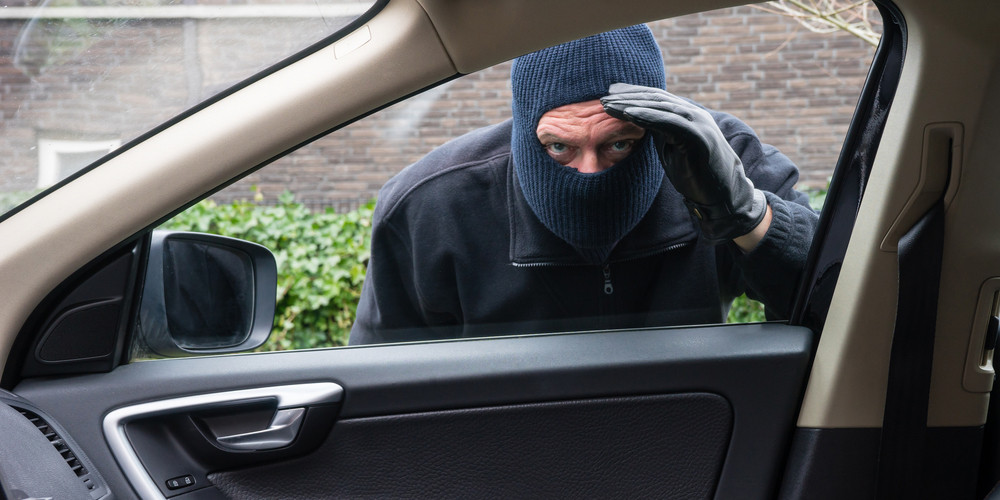 Car with anti-theft measures, highlighting vehicle security practices taught in drivers ed.