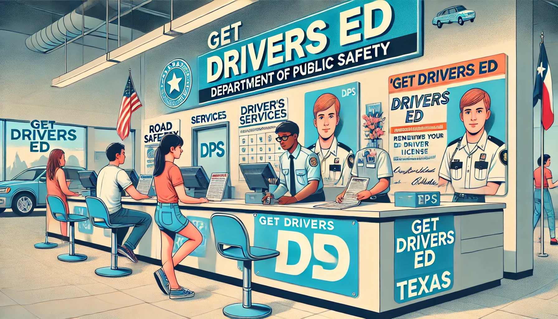 Texas Department of Public Safety office with Get Drivers Ed.