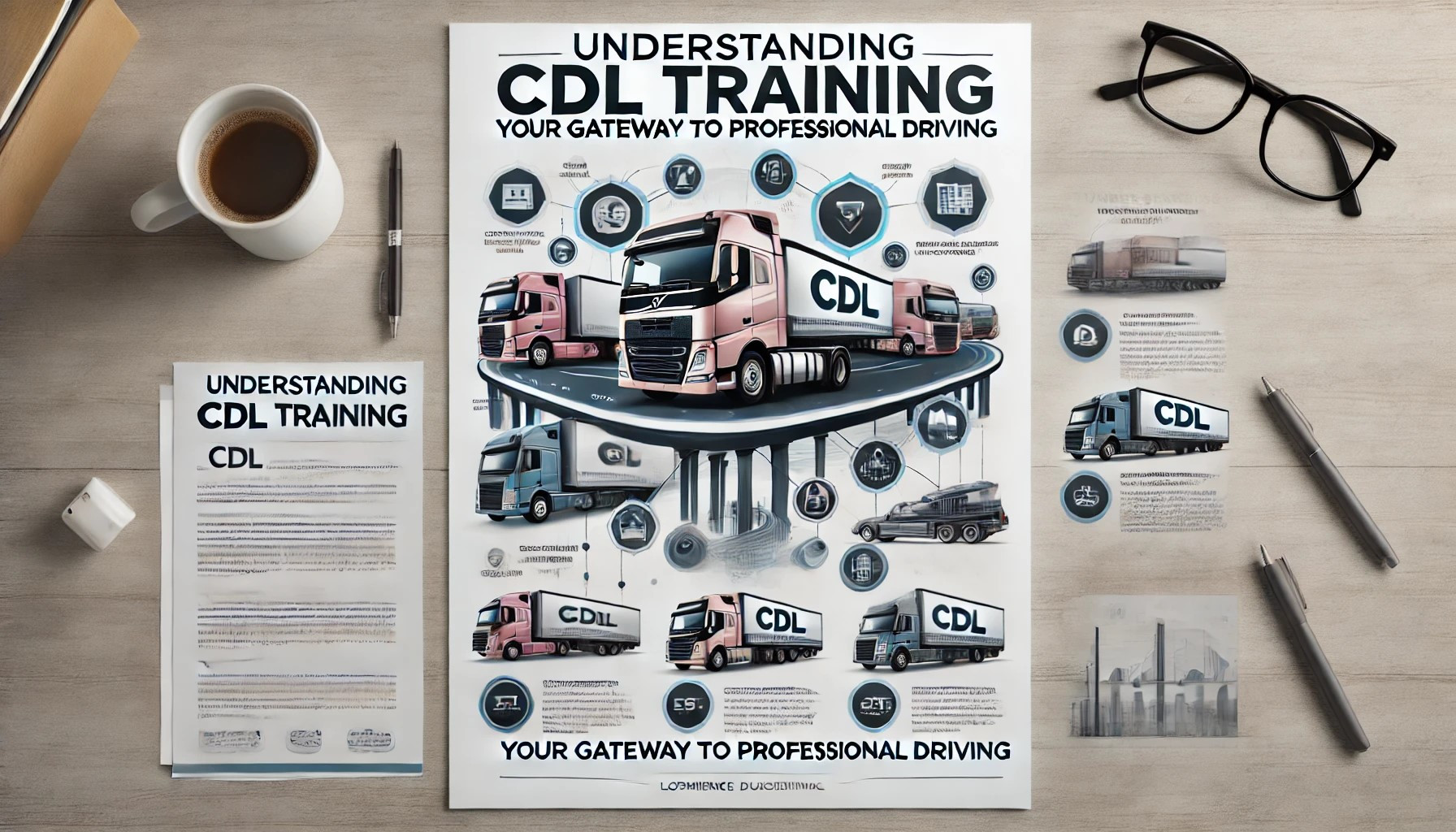 A commercial truck on the road, representing CDL training and professional driving opportunities.