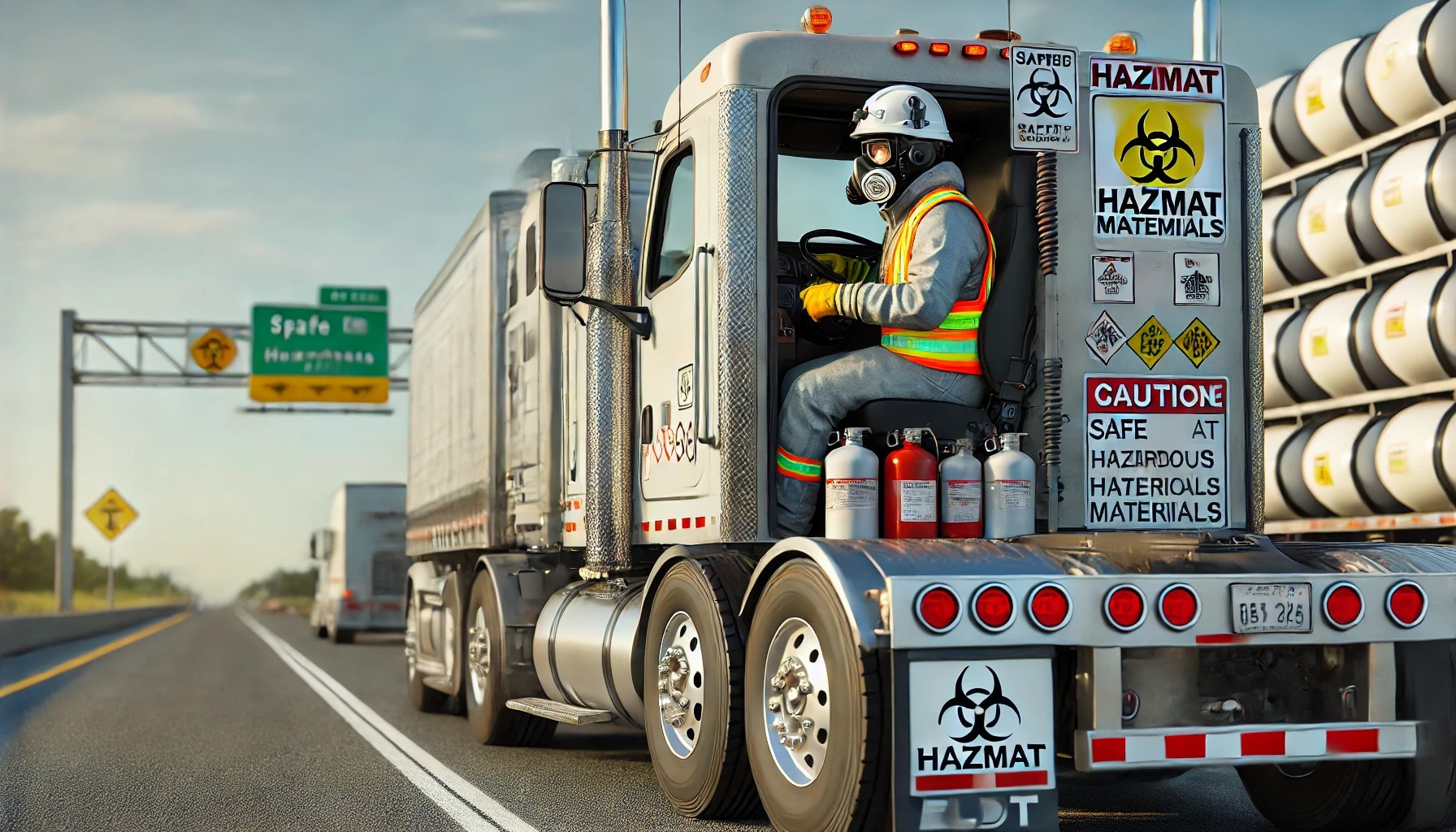 A commercial truck driver safely transporting hazardous materials, illustrating the importance of CDL ELDT Hazmat Endorsement training.