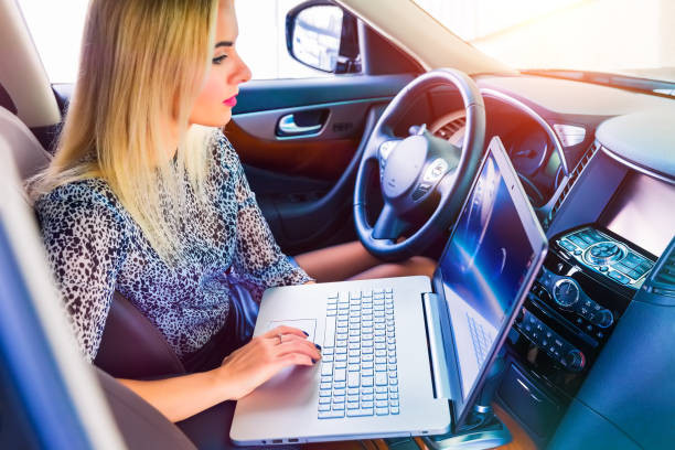 "Student engaging with online drivers ed course on a laptop"