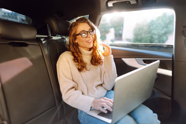 "Student studying online drivers ed course on a laptop"