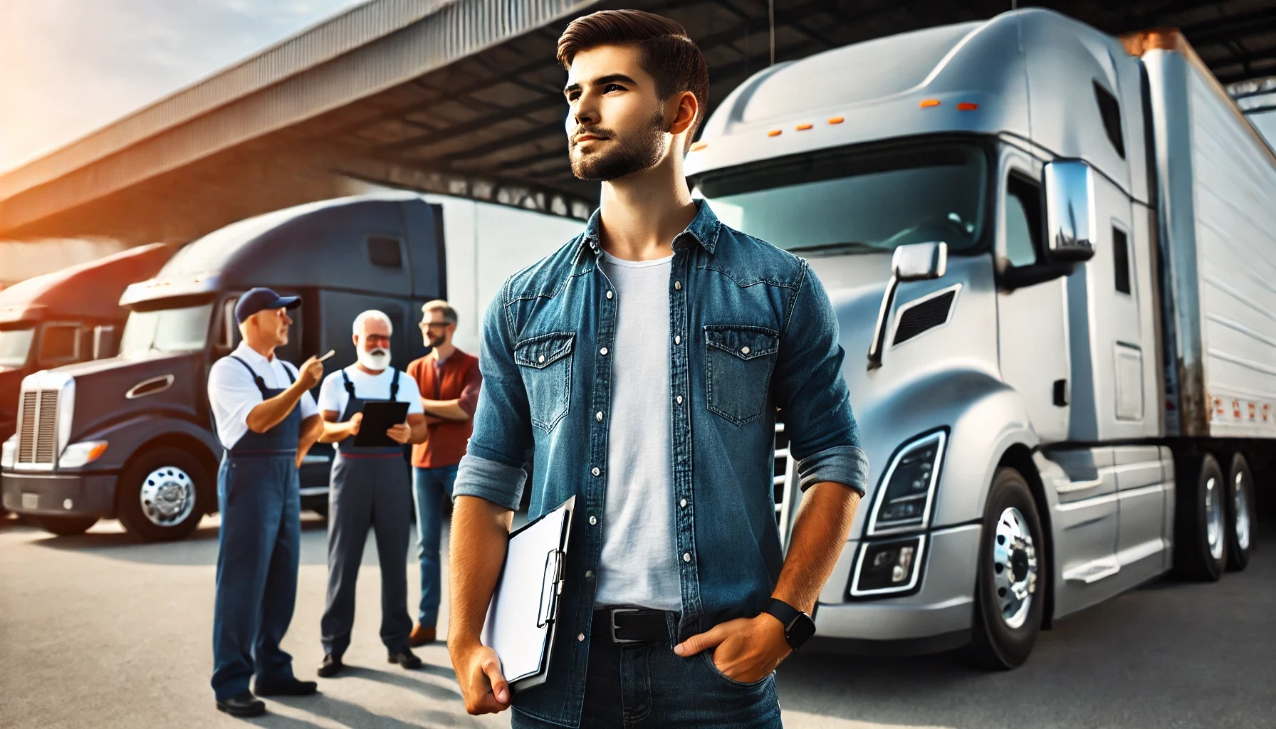 A CDL trainee learning to drive a commercial truck with hands-on training for a successful truck driving career.