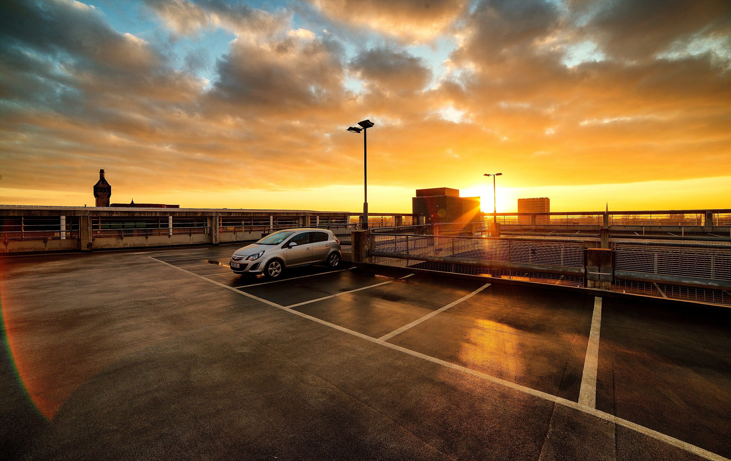 Empty Parking Lot at Sunset, Ideal for New Drivers Practicing with Get Drivers Ed Guidance