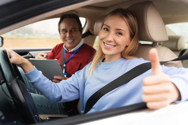 Adult learner driving with confidence after enrolling in Get Drivers Ed's Adult Drivers Ed course.