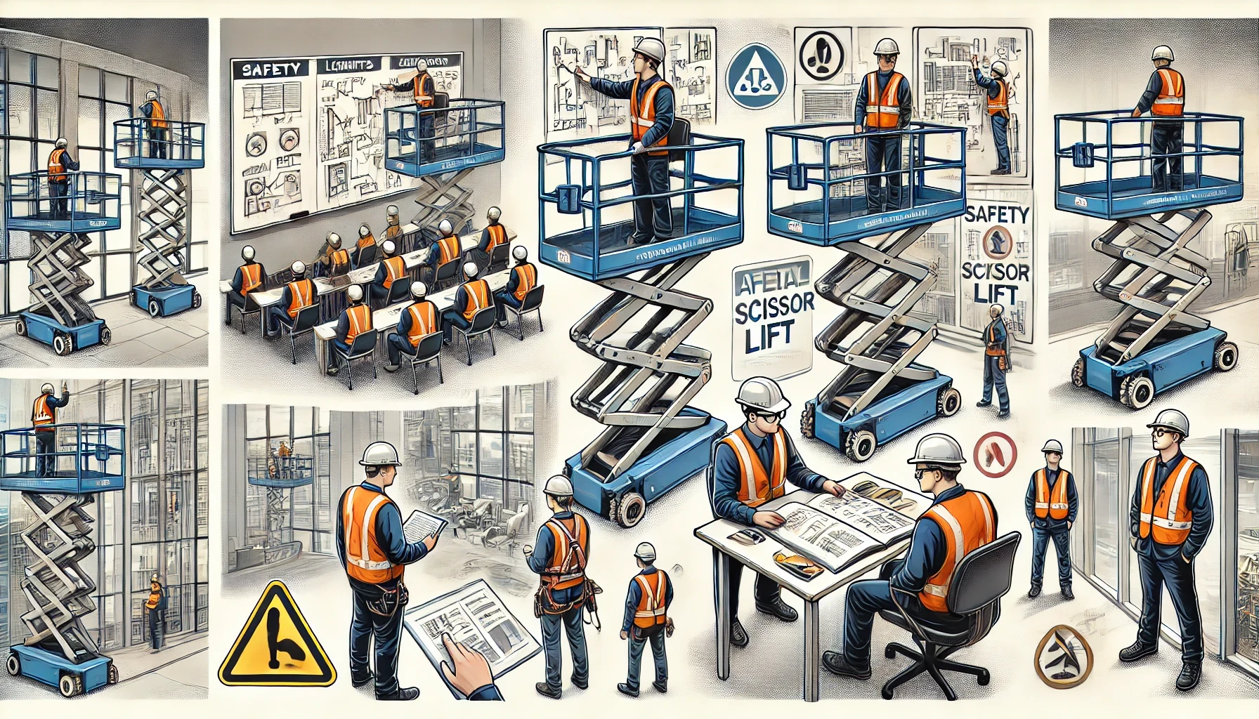 Worker operating a scissor lift safely after completing OSHA-compliant training with Get Drivers Ed.