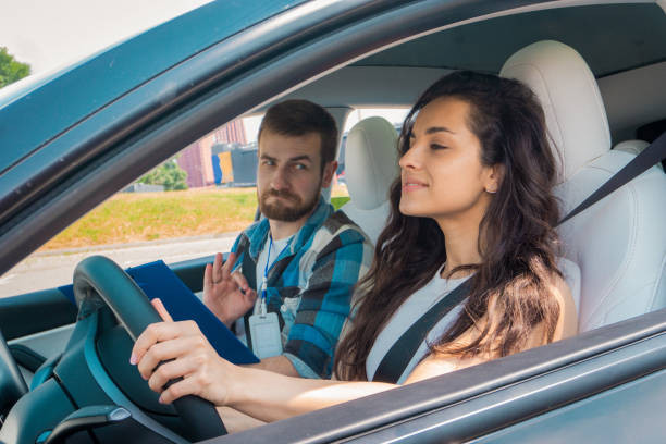 "Get Drivers Ed logo with a student learning to drive"